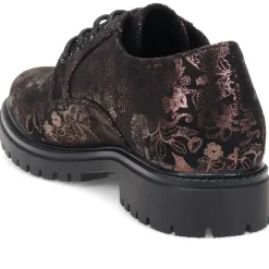 Lightweight Lace-Up Shoes - Black Floral