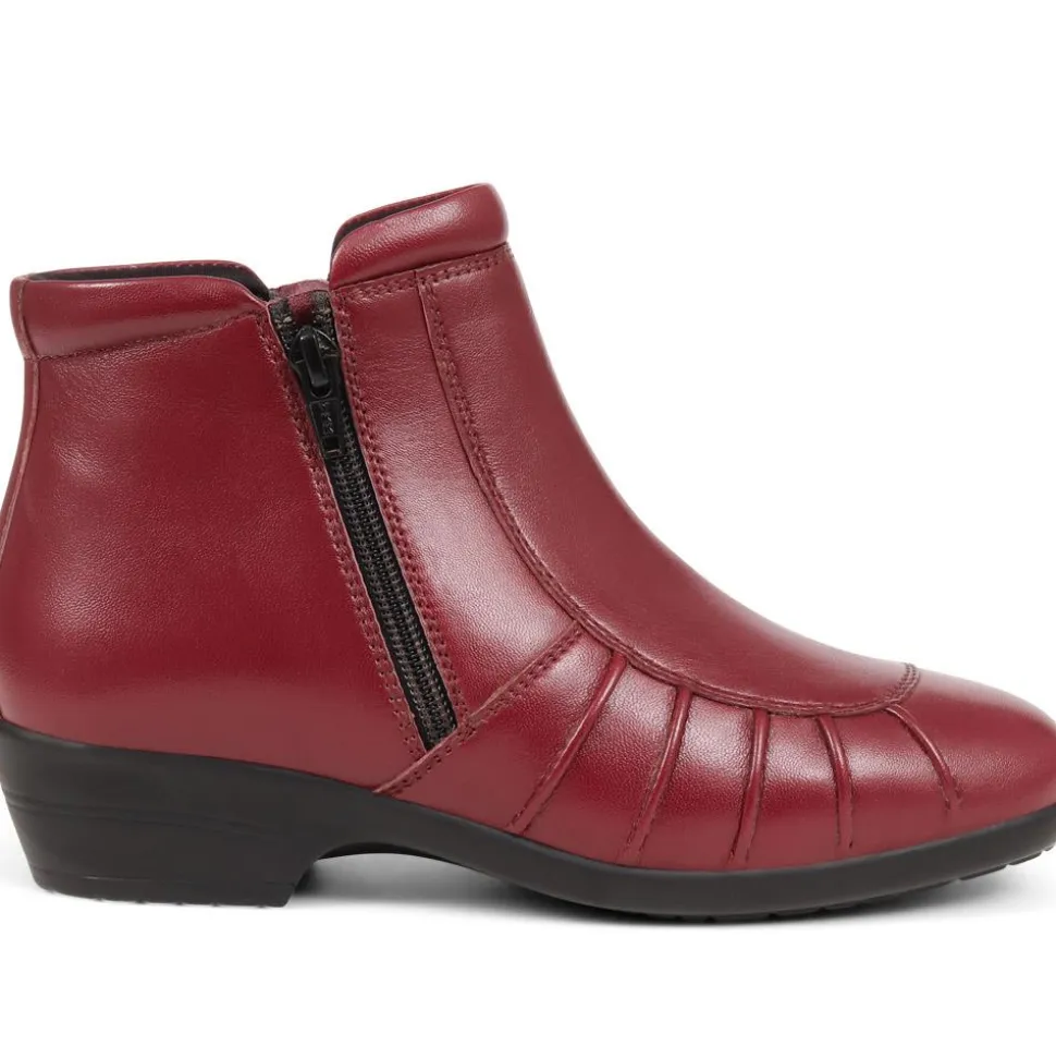 Lightweight Leather Ankle Boots - Burgundy