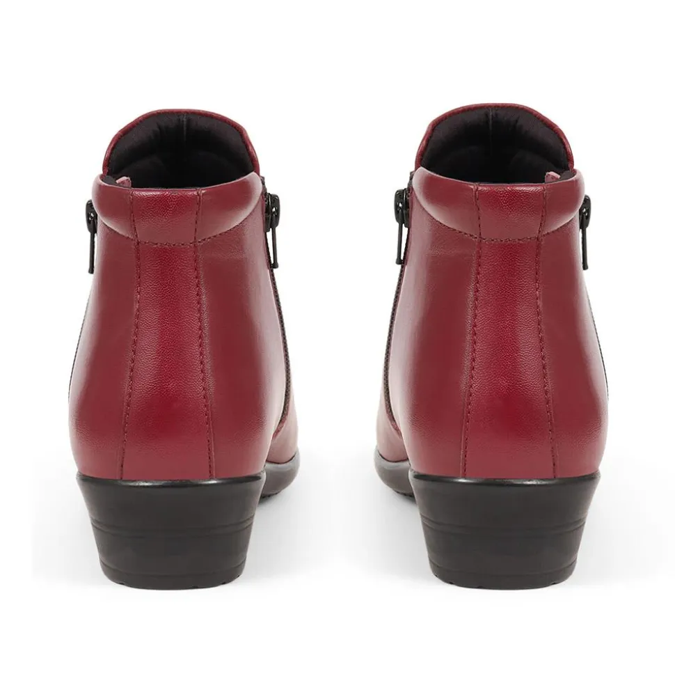 Lightweight Leather Ankle Boots - Burgundy