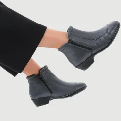 Lightweight Leather Ankle Boots - Grey
