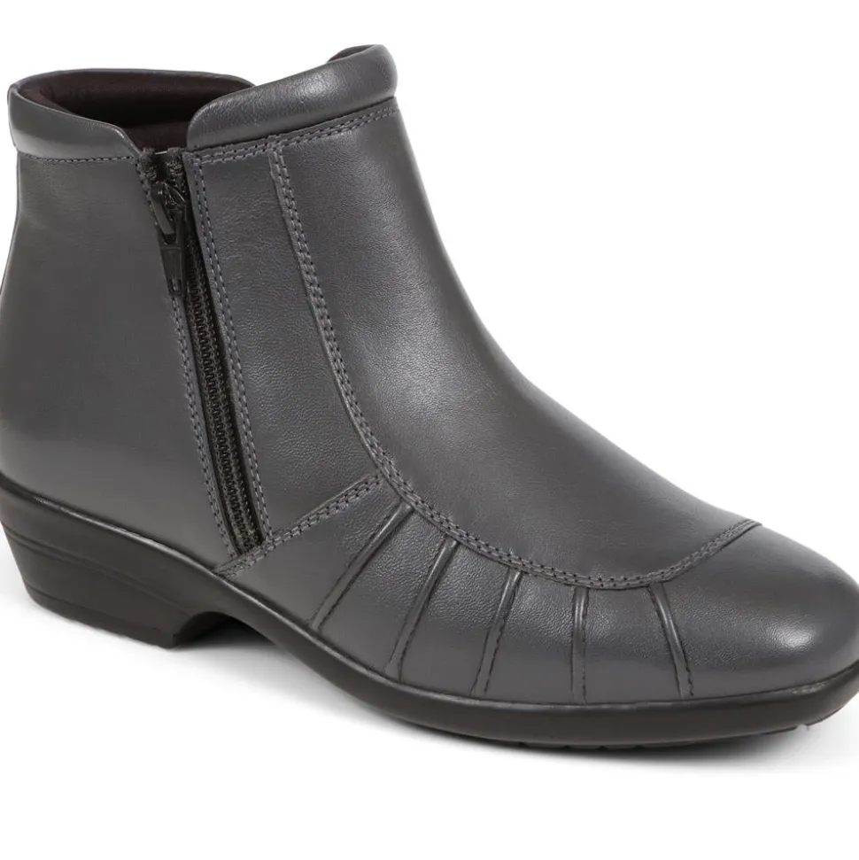 Lightweight Leather Ankle Boots - Grey