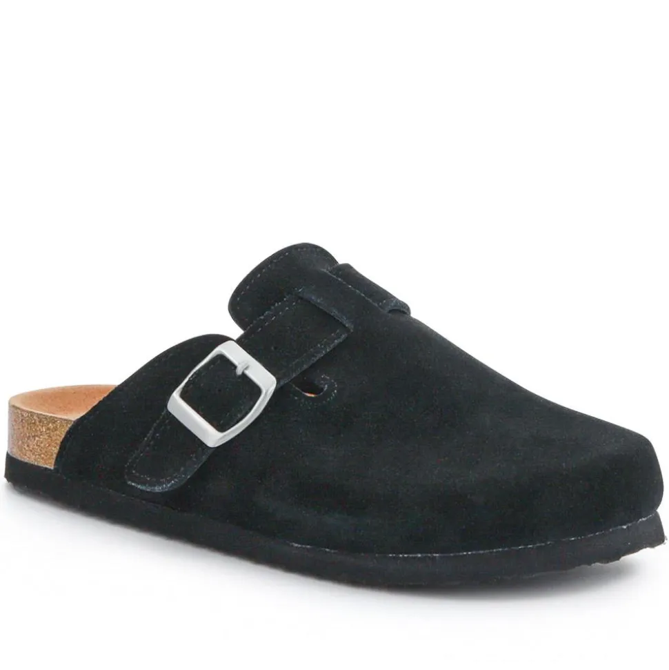 Lightweight Leather Clogs - Black