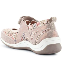 Lightweight Mary-Jane Ladies Trainers - Beige Multi