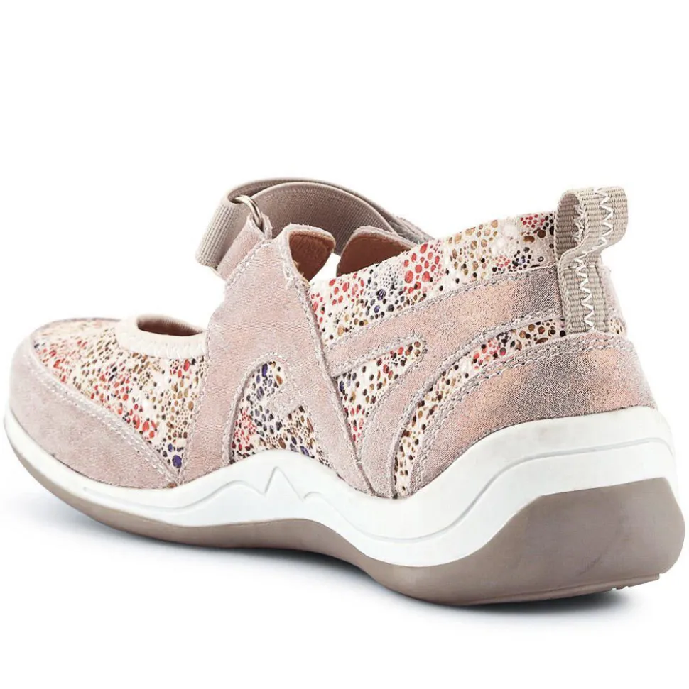 Lightweight Mary-Jane Ladies Trainers - Beige Multi