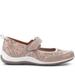 Lightweight Mary-Jane Ladies Trainers - Beige Multi