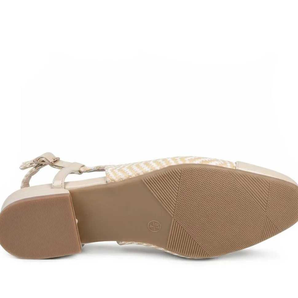 Lightweight Slingback Flat Court Shoes - Beige-White