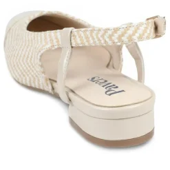 Lightweight Slingback Flat Court Shoes - Beige-White