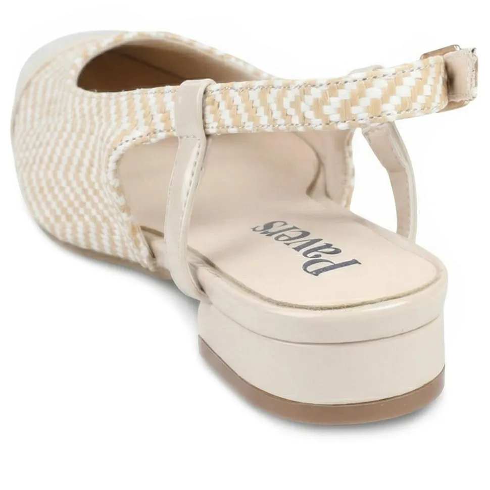 Lightweight Slingback Flat Court Shoes - Beige-White