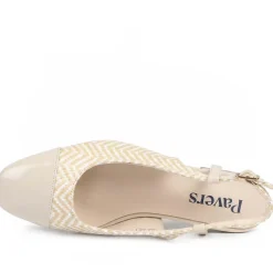 Lightweight Slingback Flat Court Shoes - Beige-White