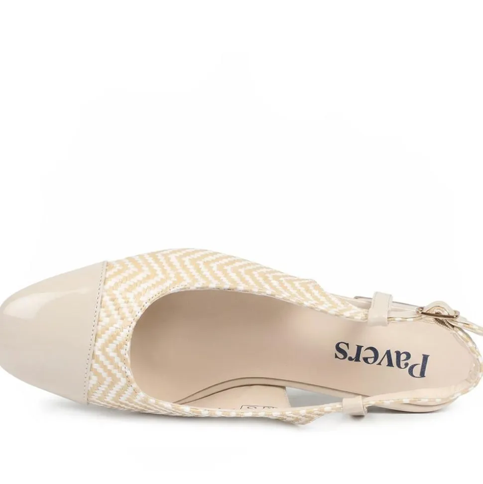 Lightweight Slingback Flat Court Shoes - Beige-White