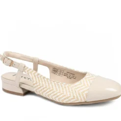Lightweight Slingback Flat Court Shoes - Beige-White