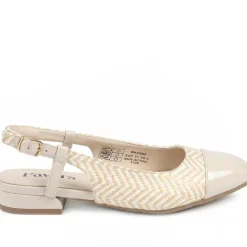 Lightweight Slingback Flat Court Shoes - Beige-White