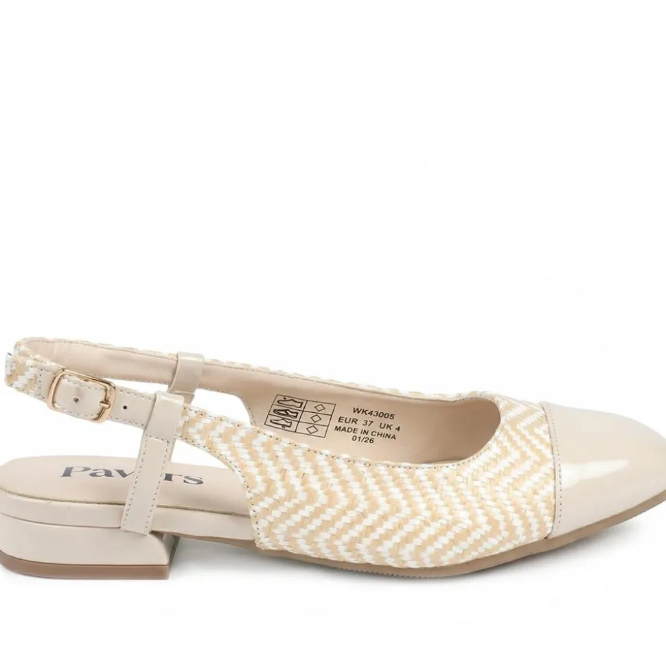Lightweight Slingback Flat Court Shoes - Beige-White