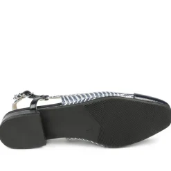 Lightweight Slingback Flat Court Shoes - Navy - White