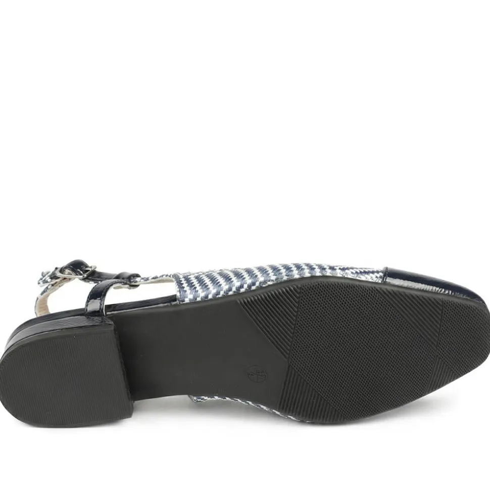 Lightweight Slingback Flat Court Shoes - Navy - White