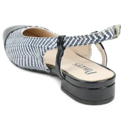 Lightweight Slingback Flat Court Shoes - Navy - White