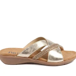 Lightweight Slip On Mule Sandals - Gold