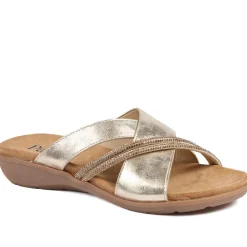 Lightweight Slip On Mule Sandals - Gold