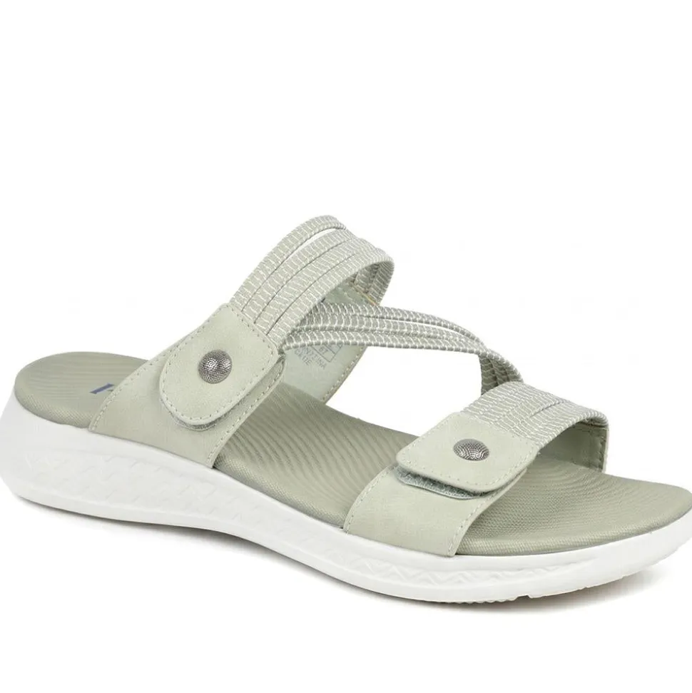 Lightweight Slip On Mule Sandals - Khaki