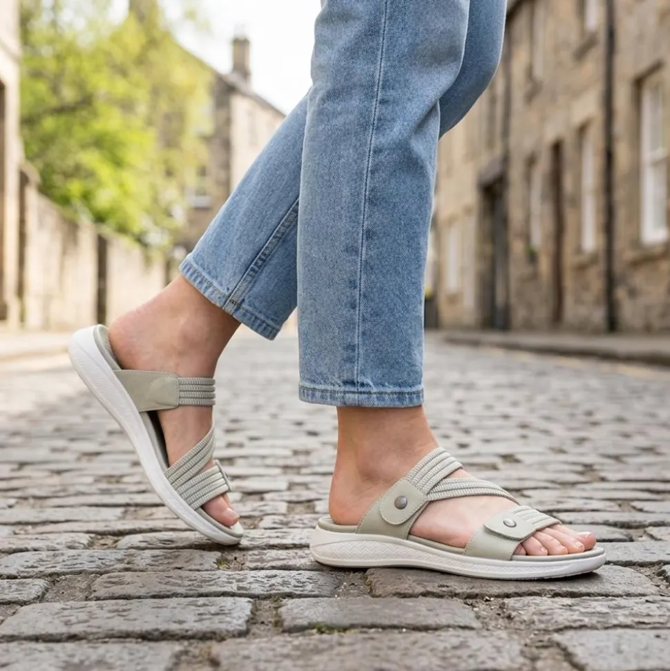 Lightweight Slip On Mule Sandals - Khaki