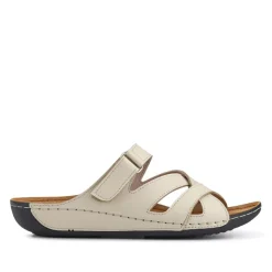 Lightweight Touch Fasten Mules - Beige