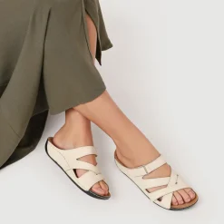 Lightweight Touch Fasten Mules - Beige