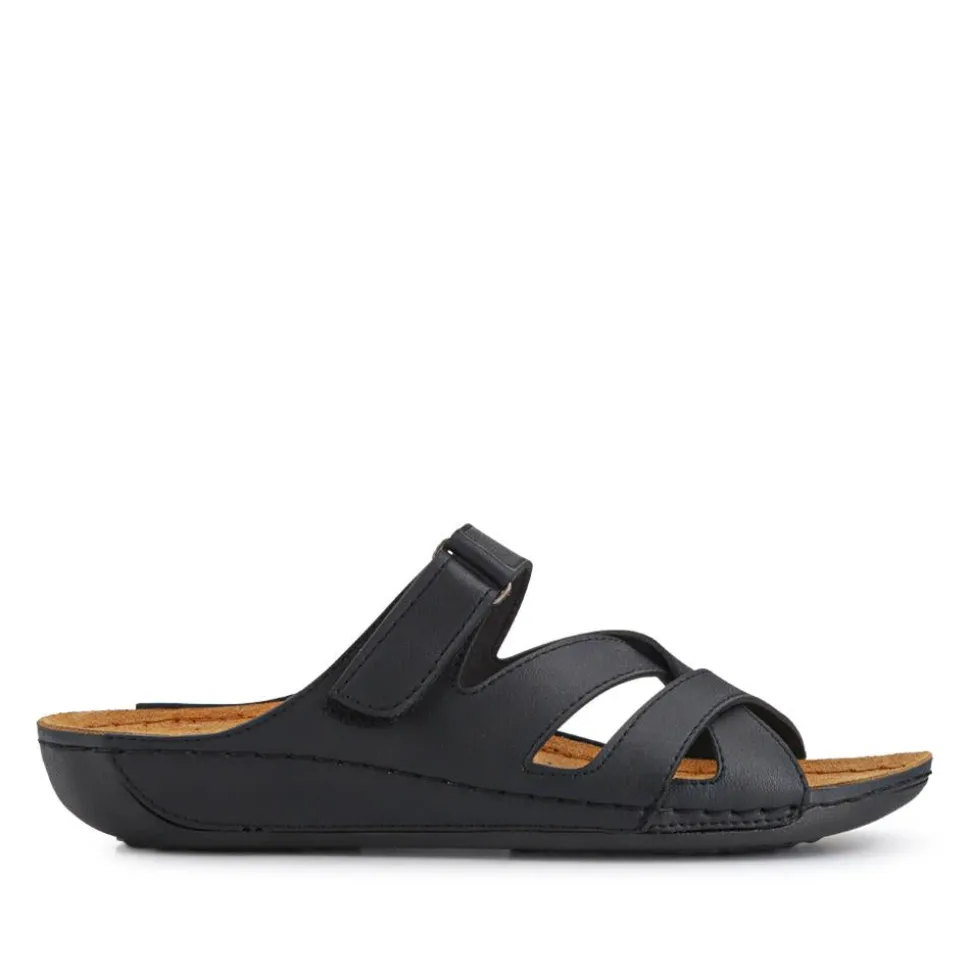 Lightweight Touch Fasten Mules - Black