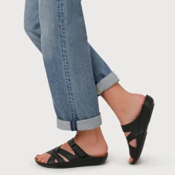 Lightweight Touch Fasten Mules - Black