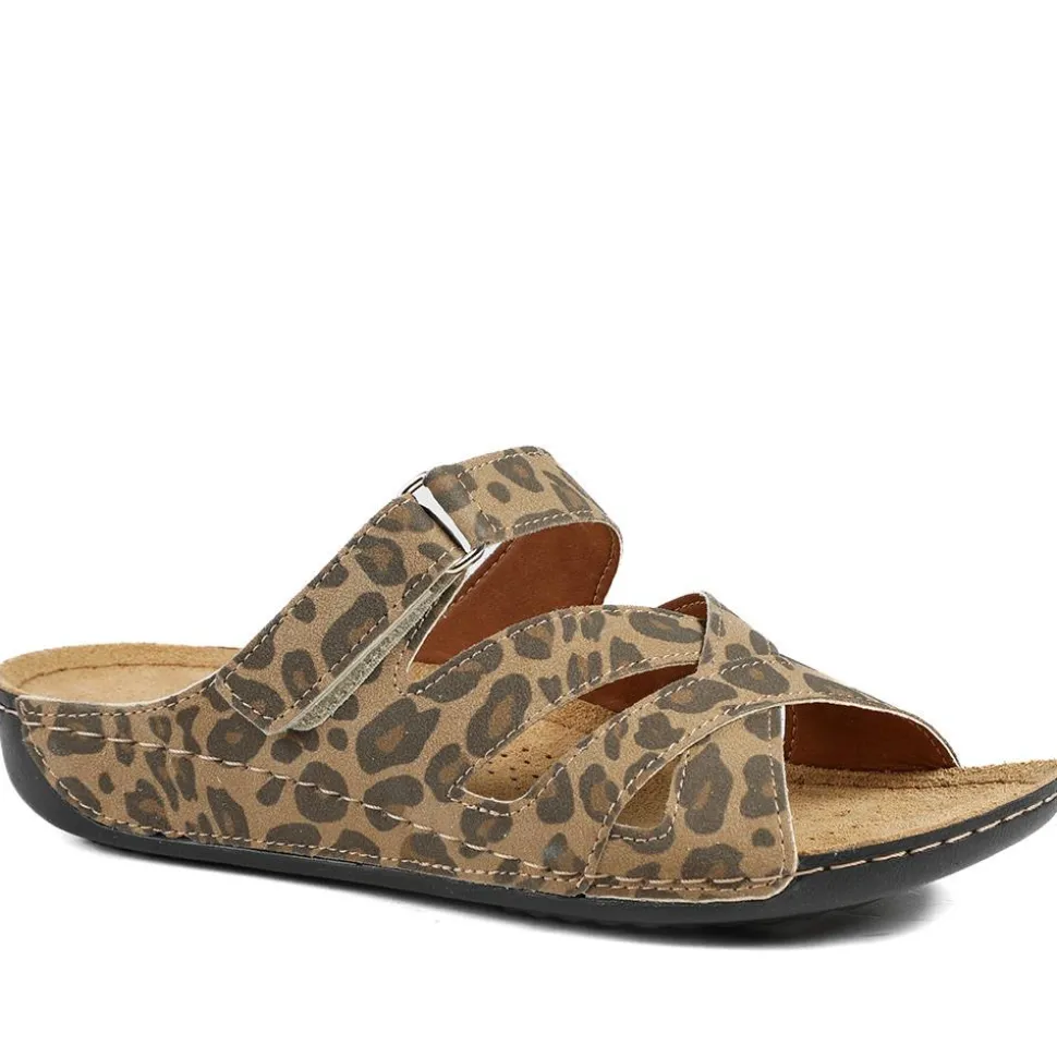 Lightweight Touch Fasten Mules - Leopard
