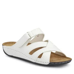 Lightweight Touch Fasten Mules - White