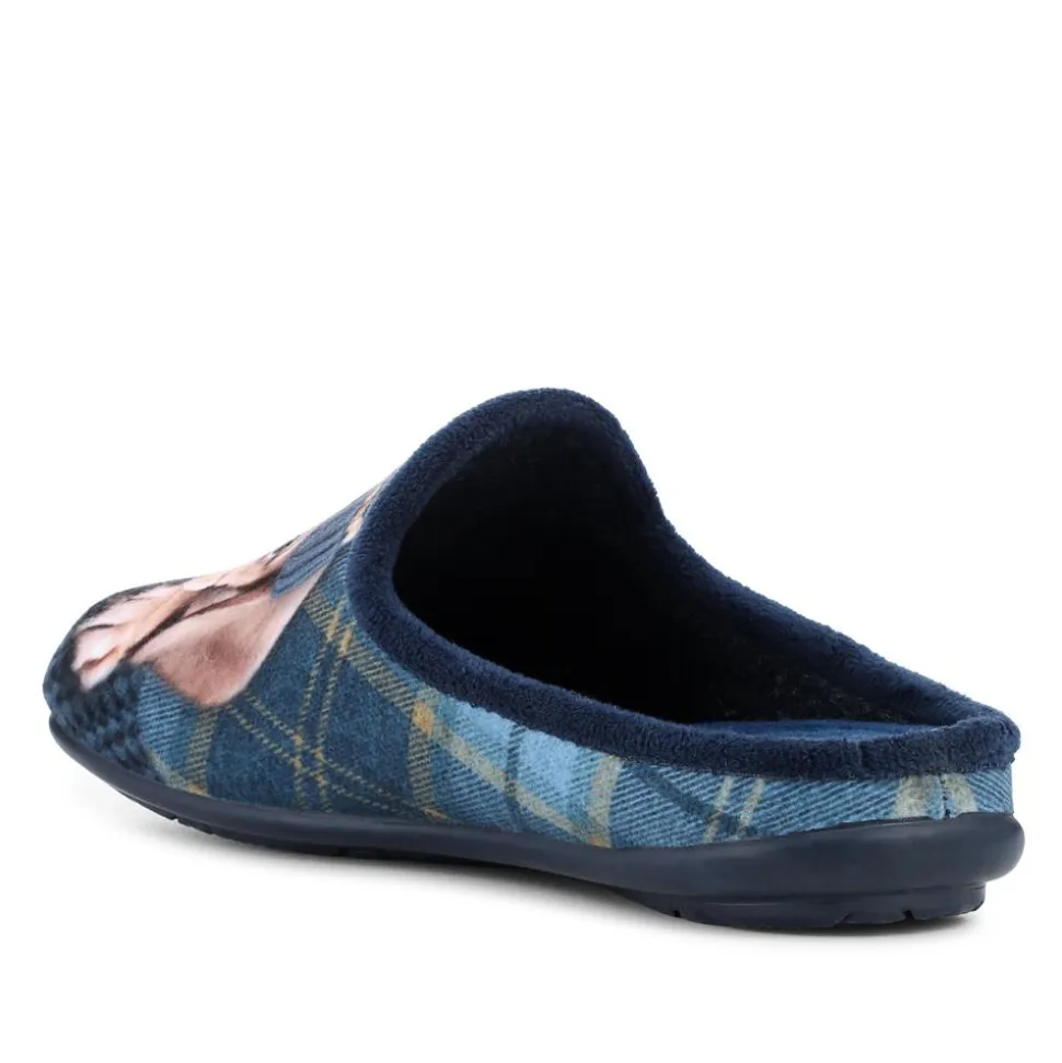 Lightweight Velour Dog Slippers - Navy