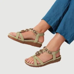 Lightweight Wedge Heel Mules - Sage
