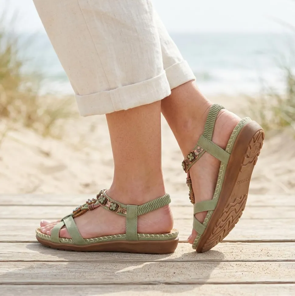 Lightweight Wedge Heel Mules - Sage
