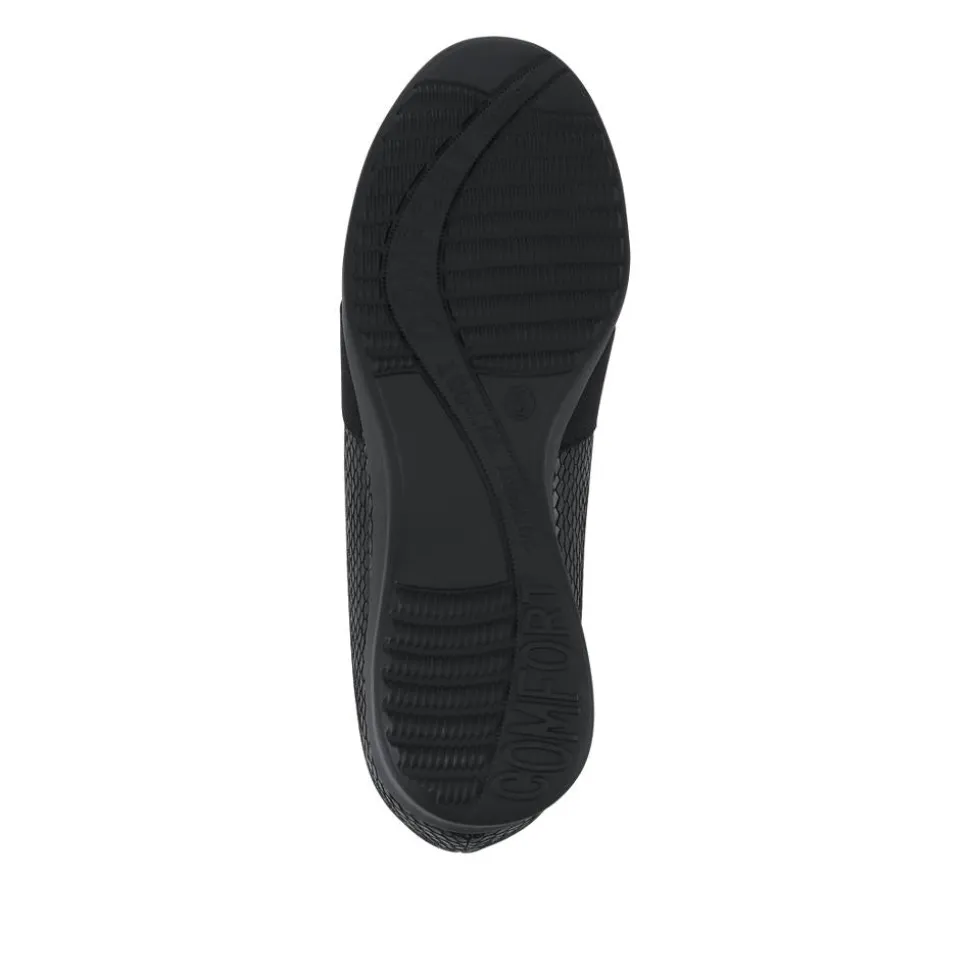 Lightweight Wedge Heel Slip On Shoes - Black-Black Patent