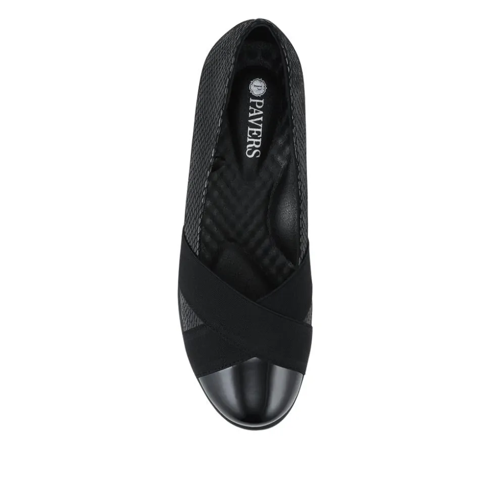 Lightweight Wedge Heel Slip On Shoes - Black-Black Patent