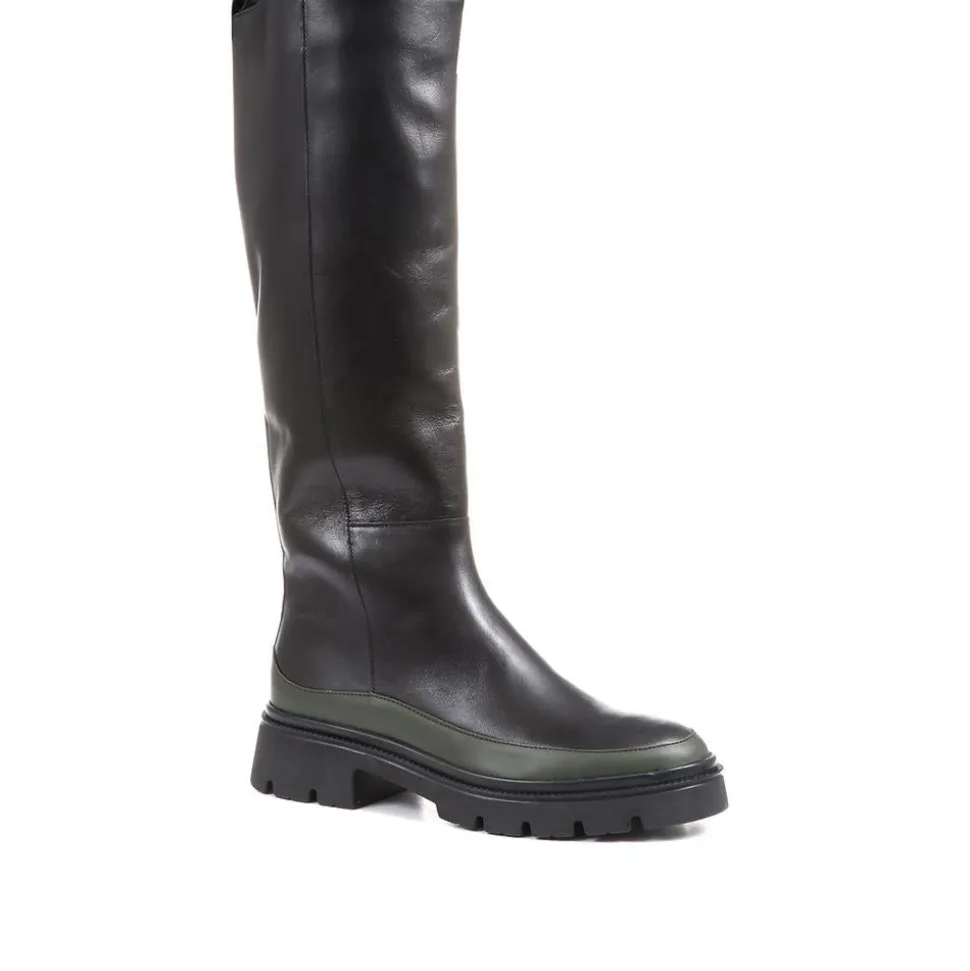 Link Chunky Knee High Boots - Black