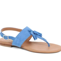 Lizabeth Leather Thong Sandals - Blue