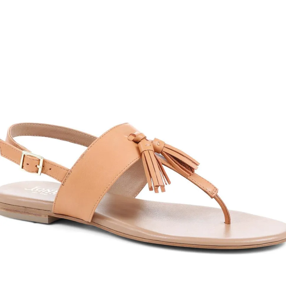 Lizabeth Leather Thong Sandals - Tan