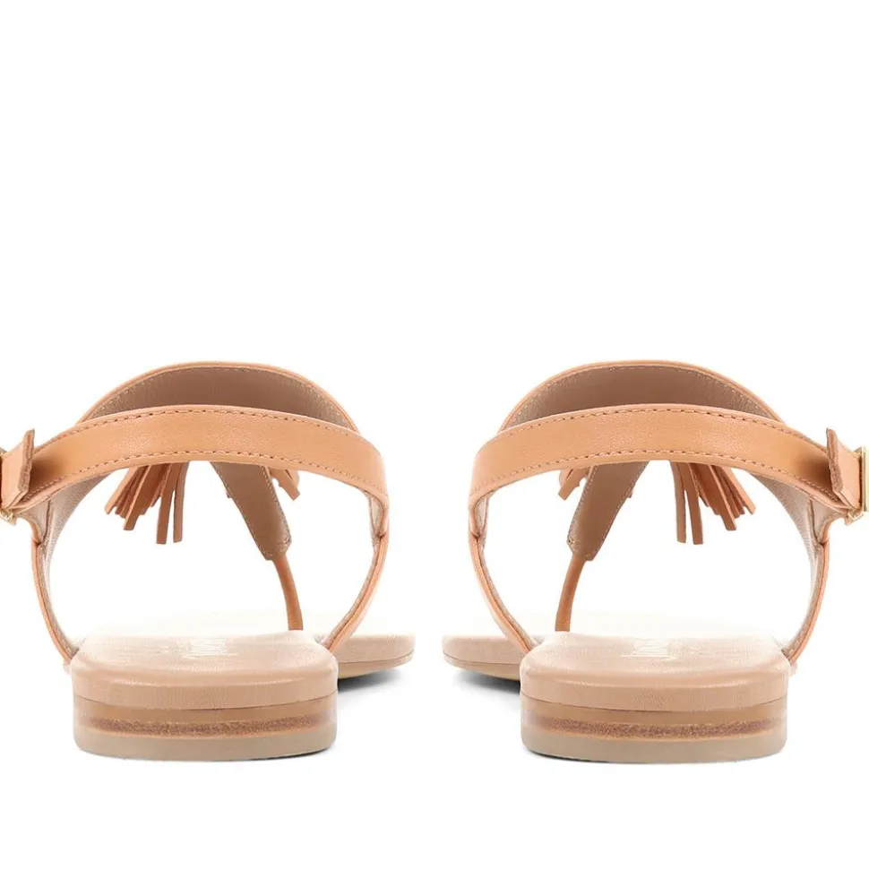 Lizabeth Leather Thong Sandals - Tan
