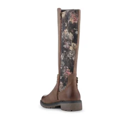 Long Casual Boots - Tan Floral