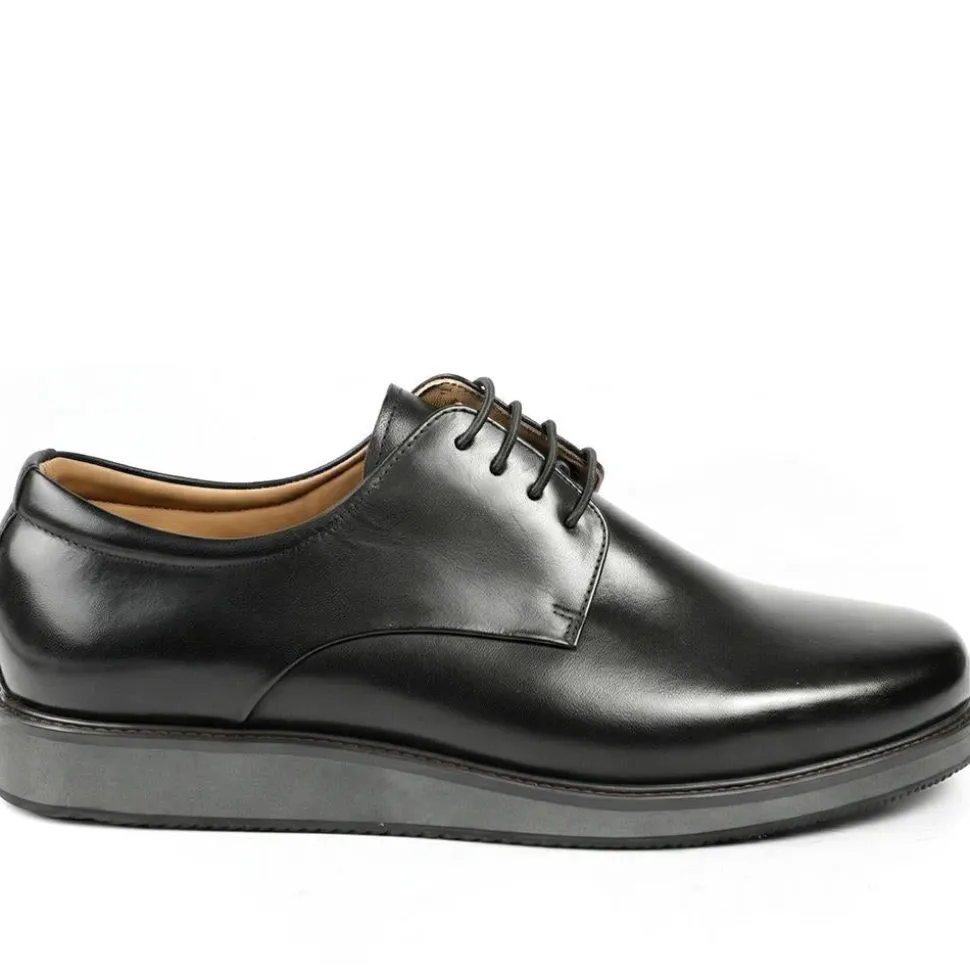 Longfield Wide Fit Leather Lace Up Shoes - Black