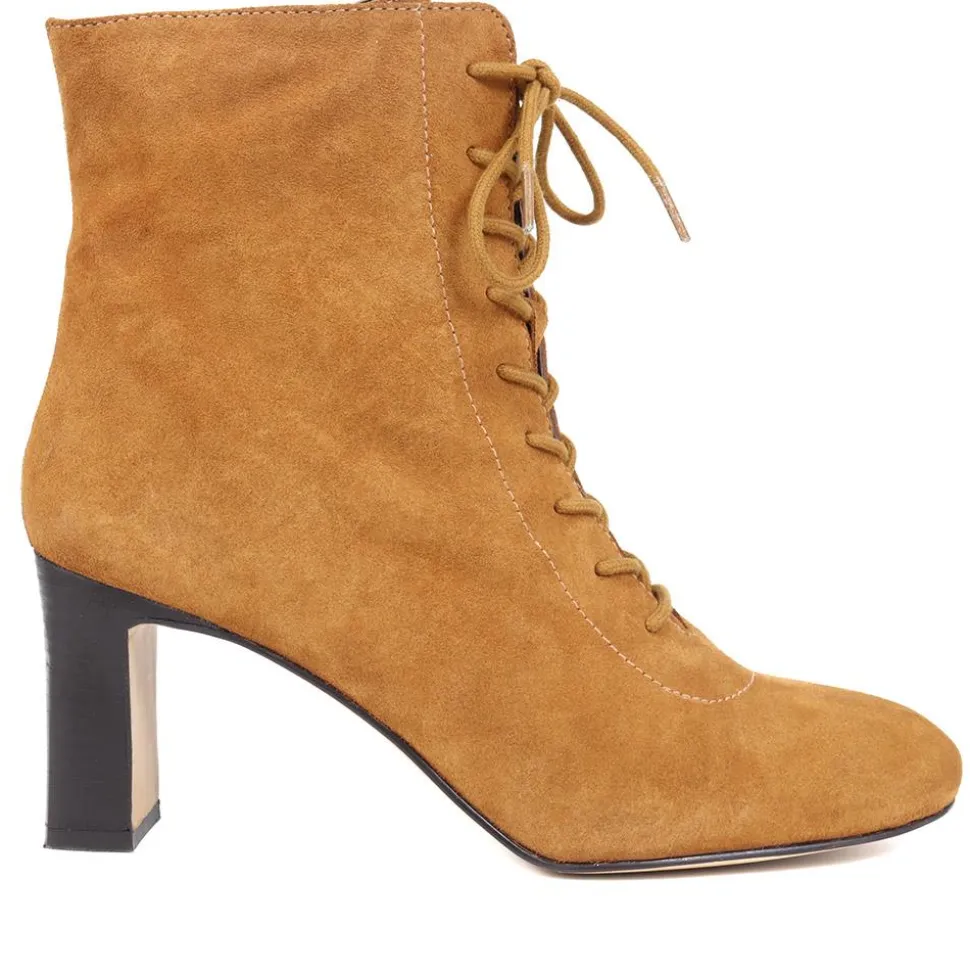 Lorah Leather Lace-Up Boots - Cognac