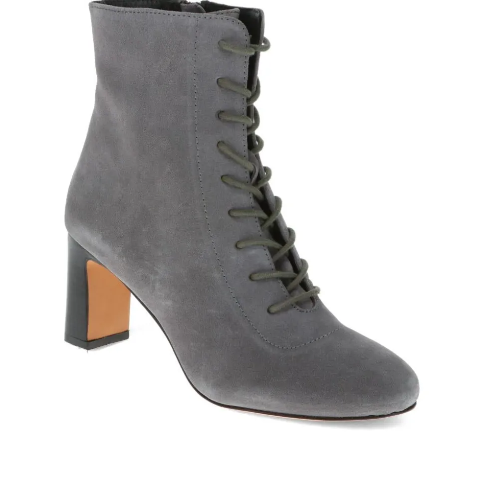 Lorah Leather Lace-Up Boots - Grey
