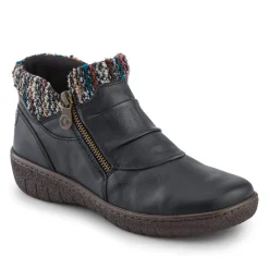 Loretta Knitted Cuff Zip-Up Boots - Black