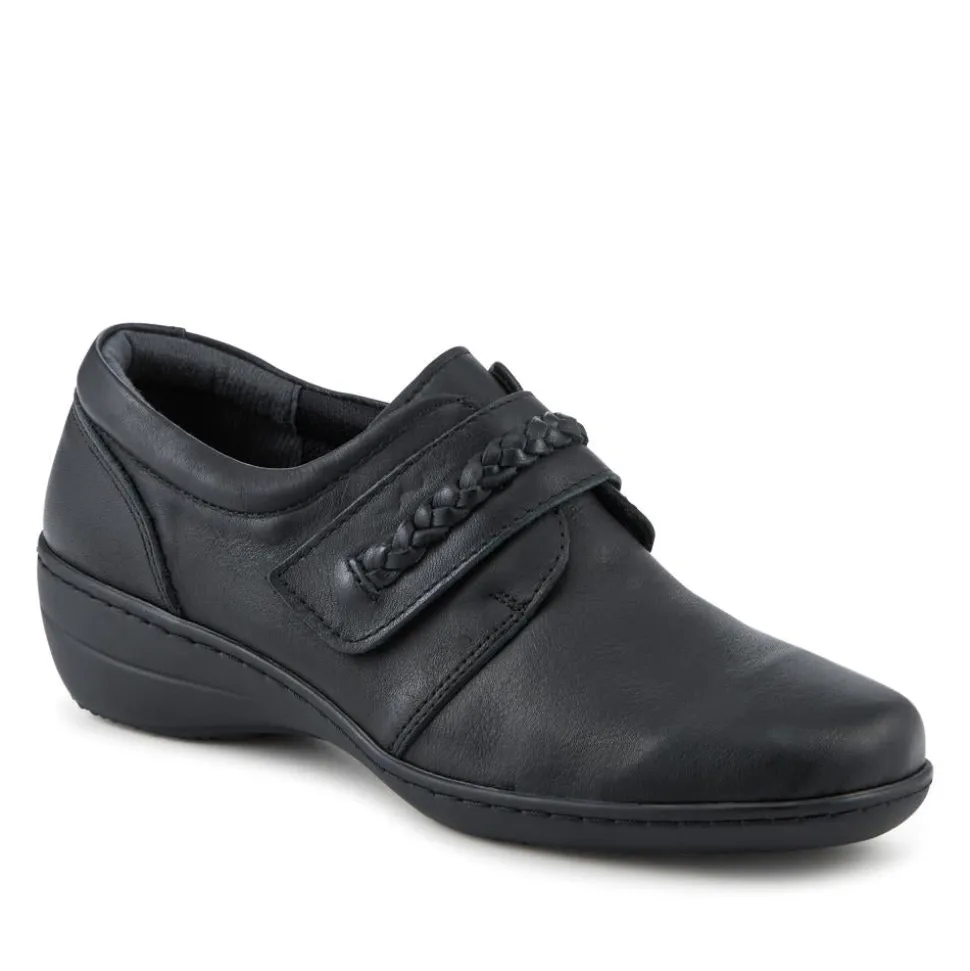 Loretta Leather Adjustable Fit Monk Shoes - Black