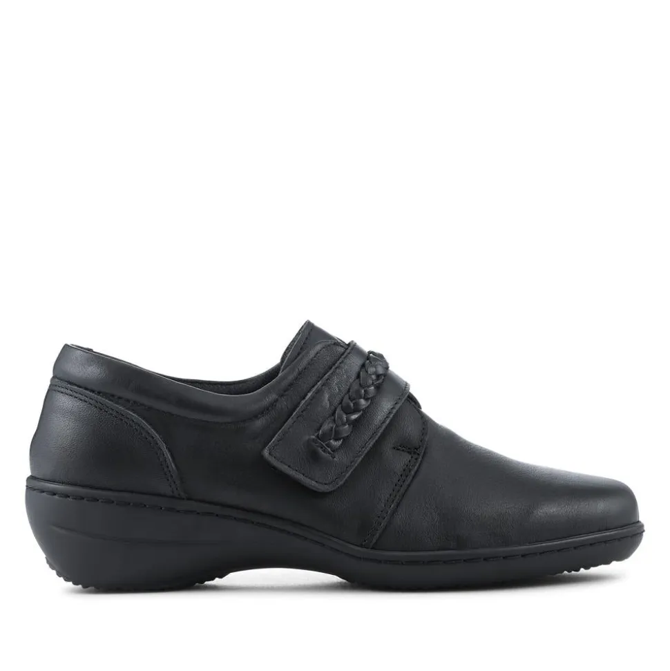 Loretta Leather Adjustable Fit Monk Shoes - Black