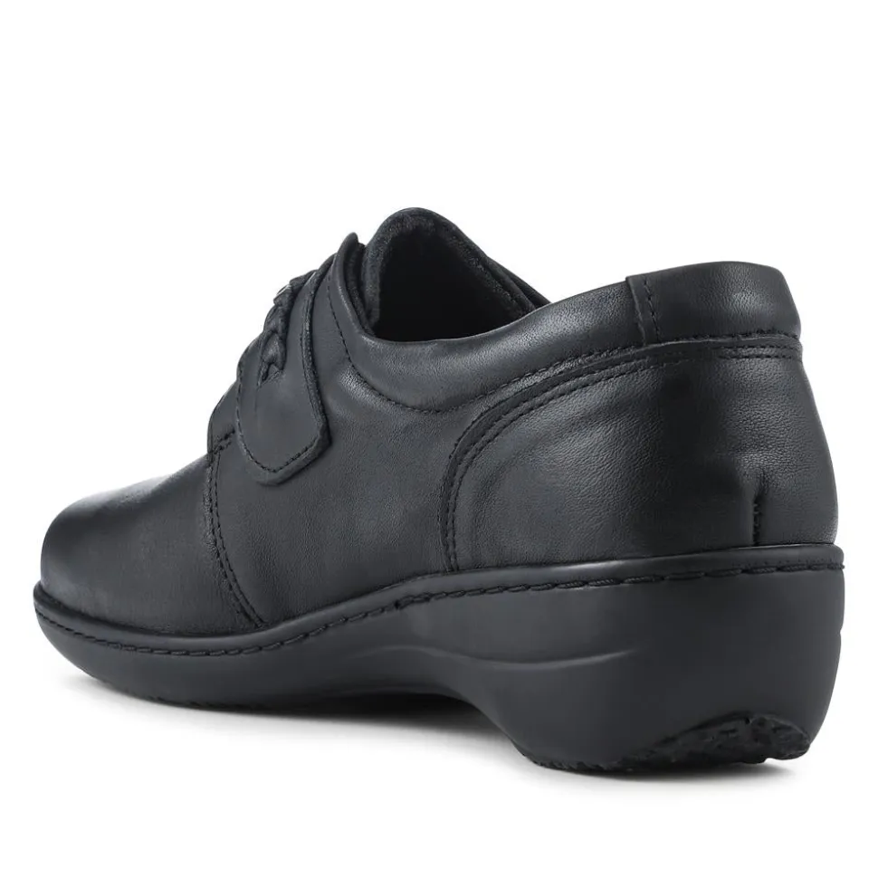 Loretta Leather Adjustable Fit Monk Shoes - Black