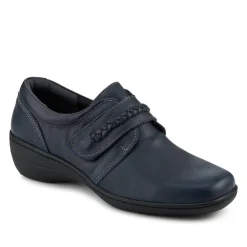 Loretta Leather Adjustable Fit Monk Shoes - Navy