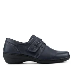Loretta Leather Adjustable Fit Monk Shoes - Navy