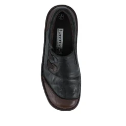 Loretta Leather Comfort Slip Ons - Black-Brown